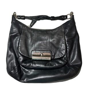 COACH Kristin Large Soft Black Leather Hobo Shoulder Bag READ GUC